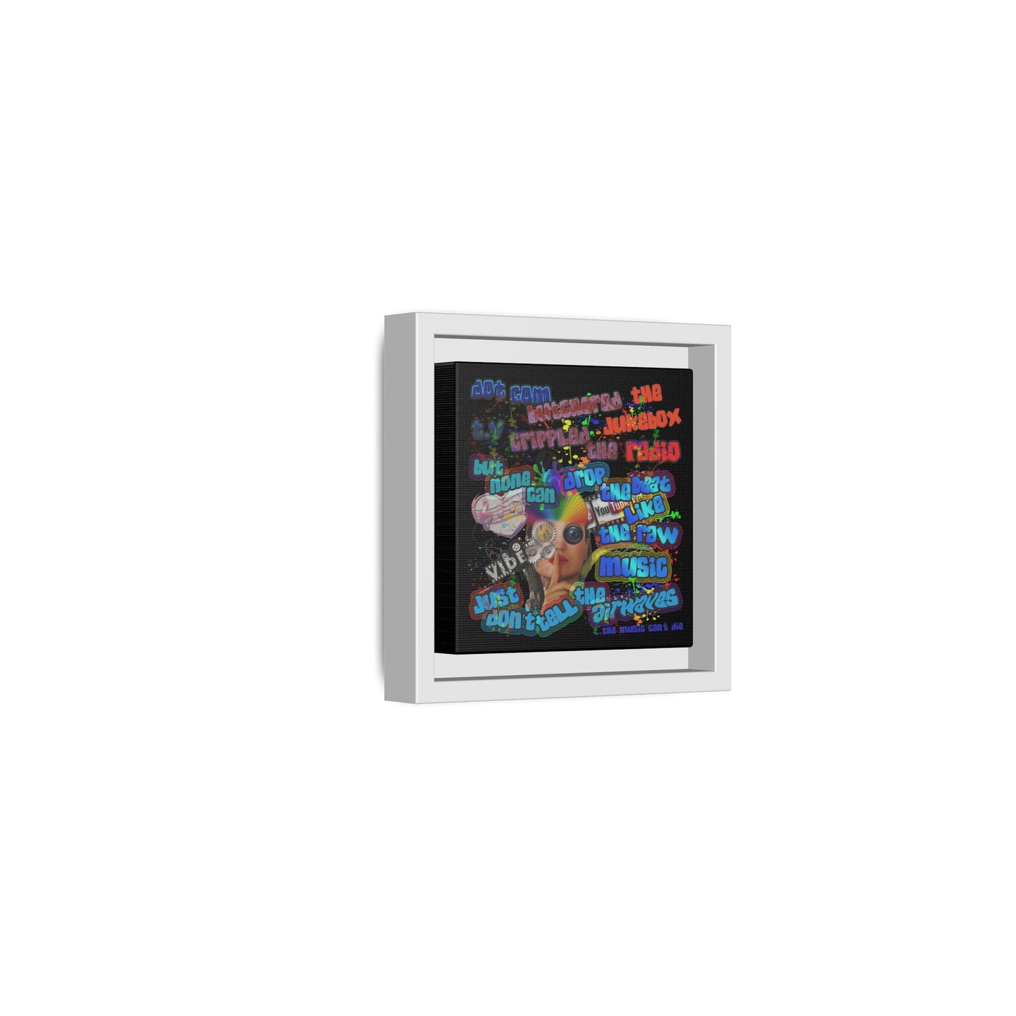 drop the beat - framed canvas art (black)