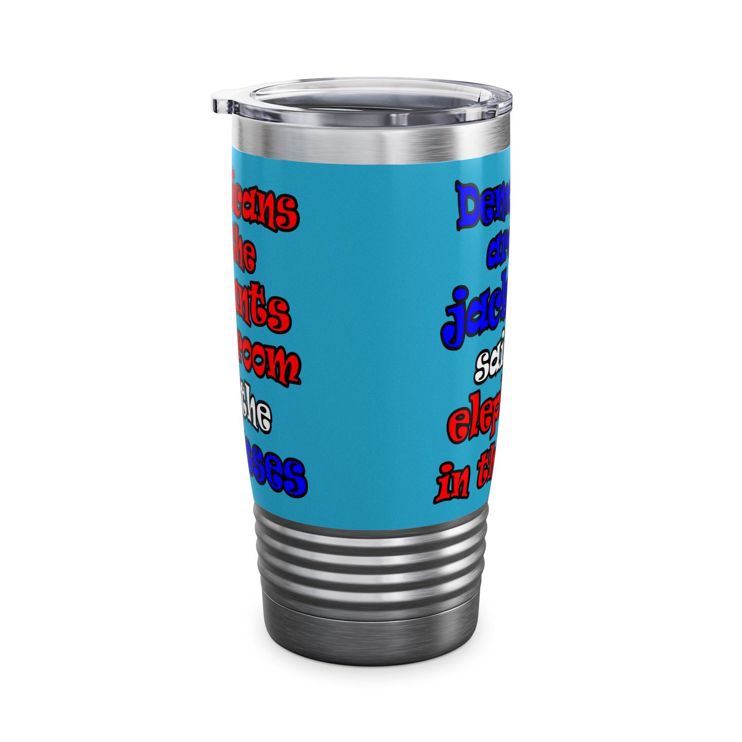 donkeys and elephants - Ringneck Tumbler, 20oz (turquoise)