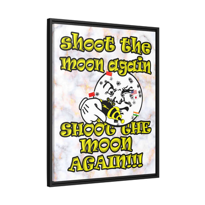 shoot the moon again - framed canvas art (white marble)