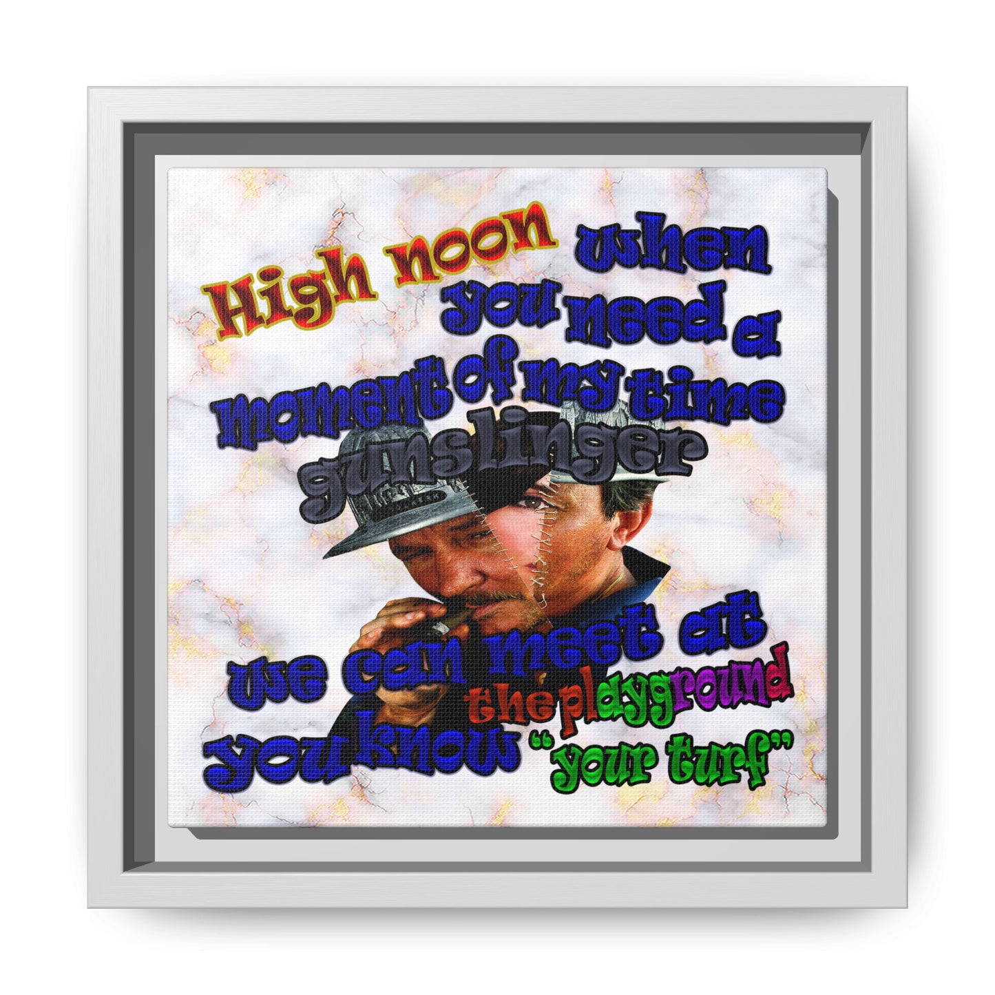 high noon - framed canvas art (white marble)