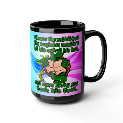 turtle race - Black Mug (light blue-pink wave)