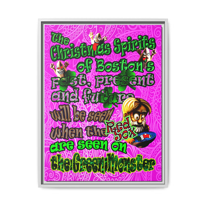 christmas spirits of boston - framed canvas art (pink swirl)
