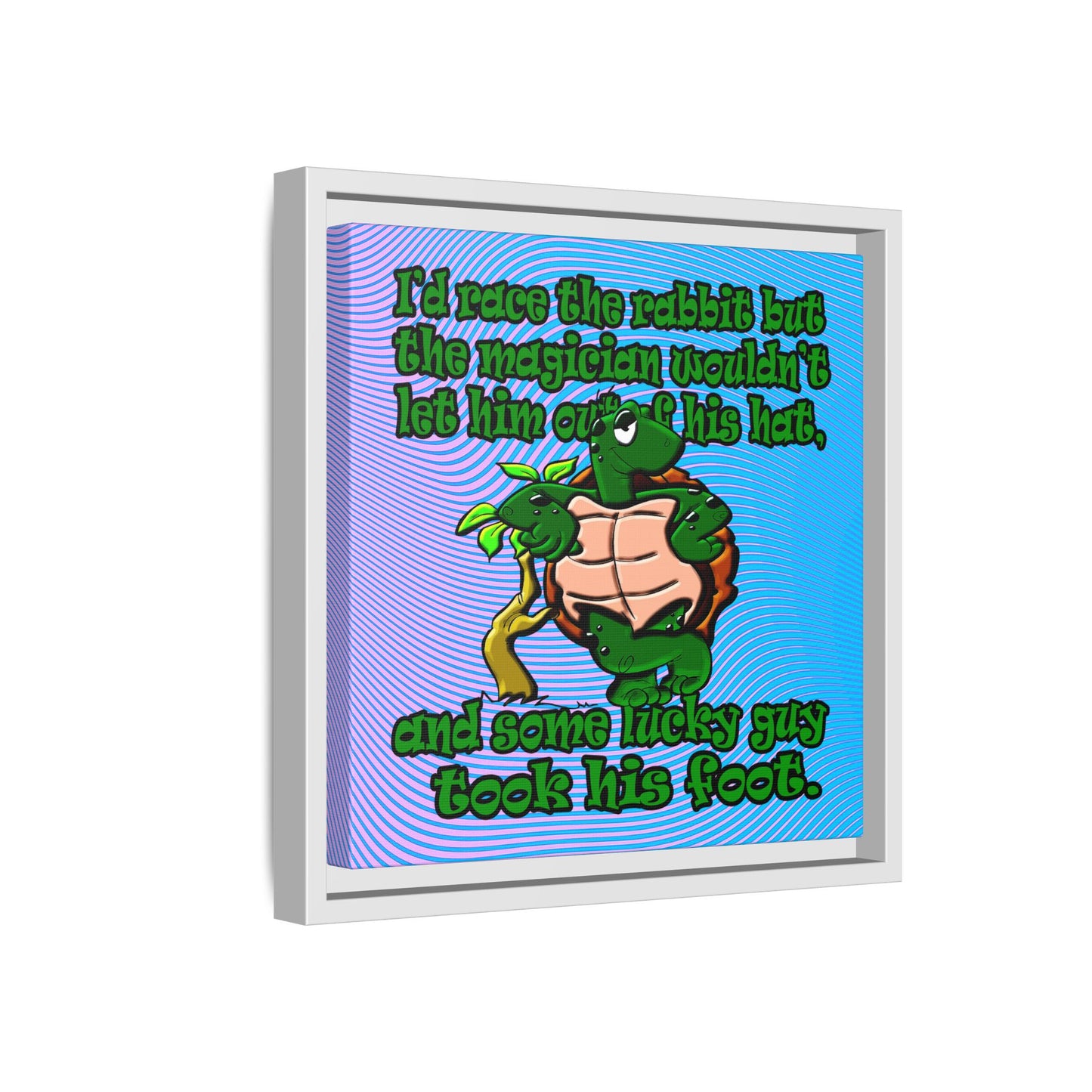 turtle race - framed canvas art (light blue-purple wave)