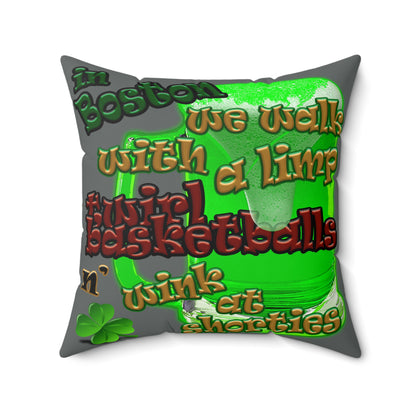 celtics logo - Faux Suede Square Pillow - (dark grey)