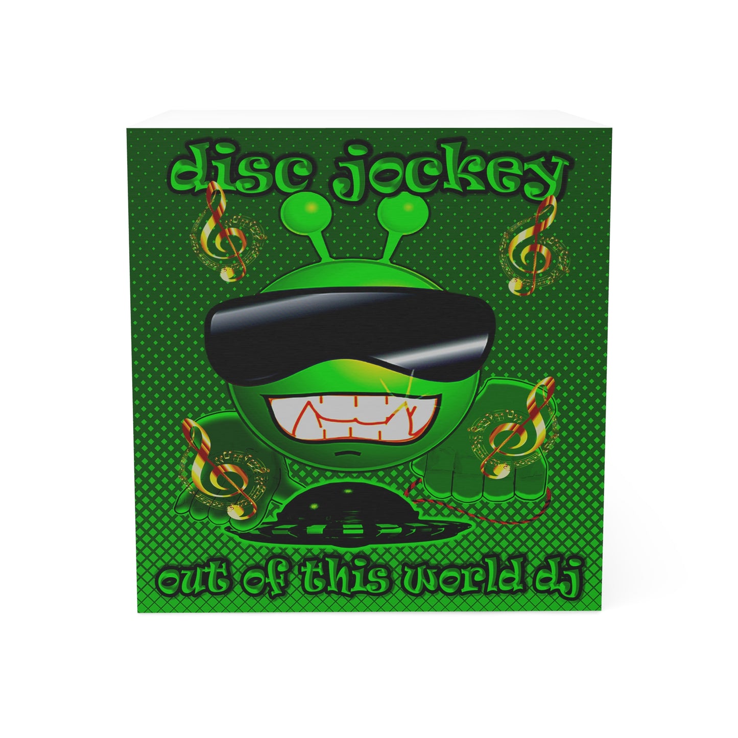 disc jockey - note cube (logo green)