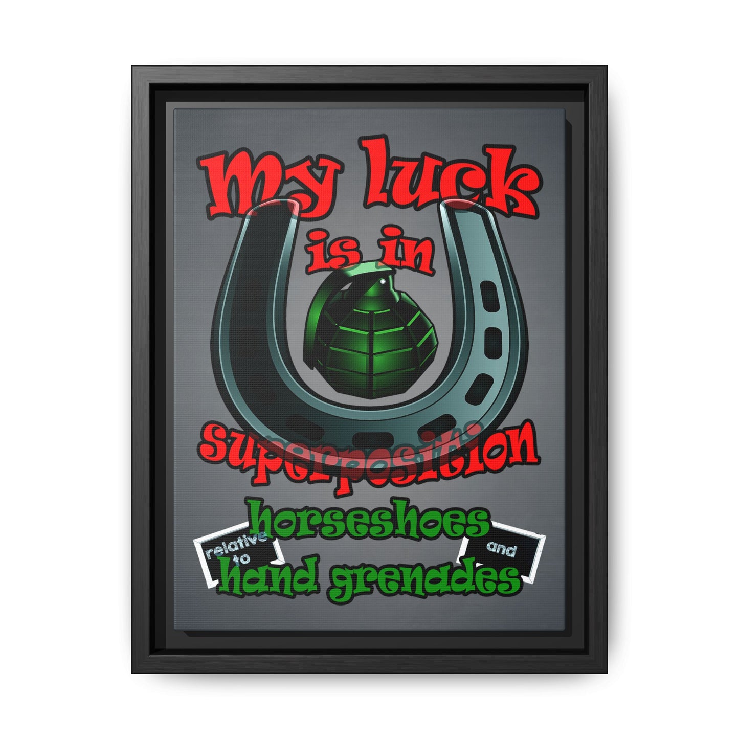 my luck - framed canvas art (grey-light grey)