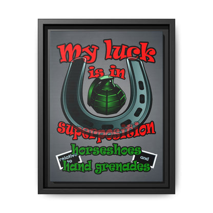 my luck - framed canvas art (grey-light grey)
