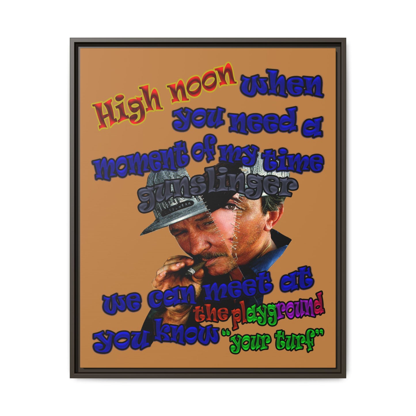 high noon - framed canvas art (light brown)