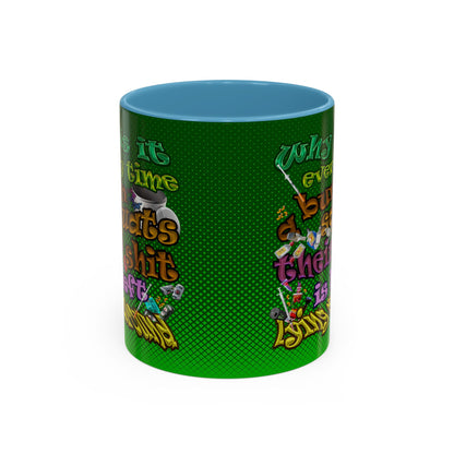 the bum's shit - Accent Mug (logo green)