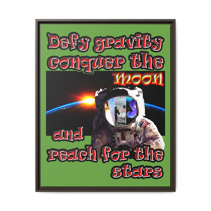 defy conquer reach - framed canvas art (green)