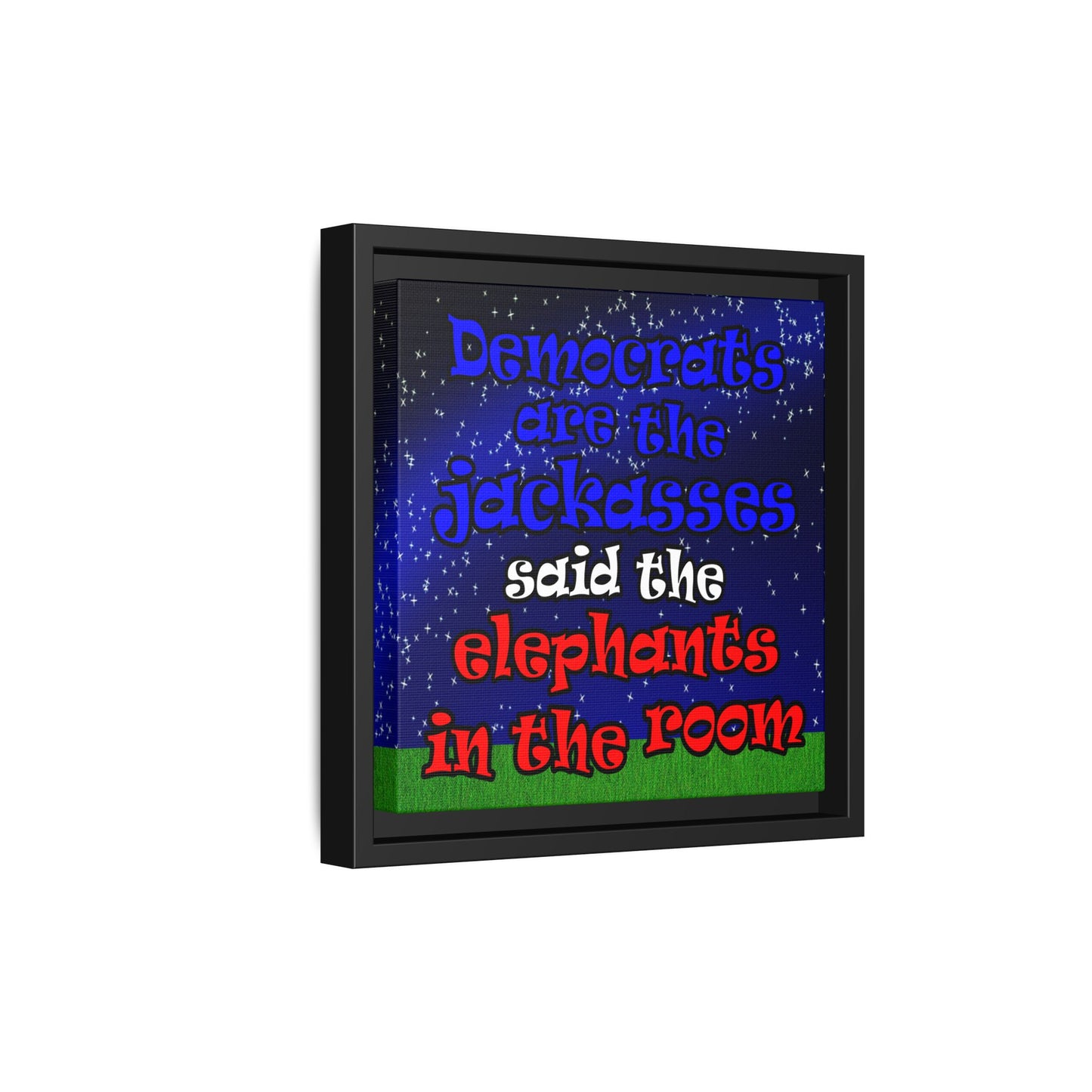 donkeys and elephants - framed canvas art ('snoops' background)