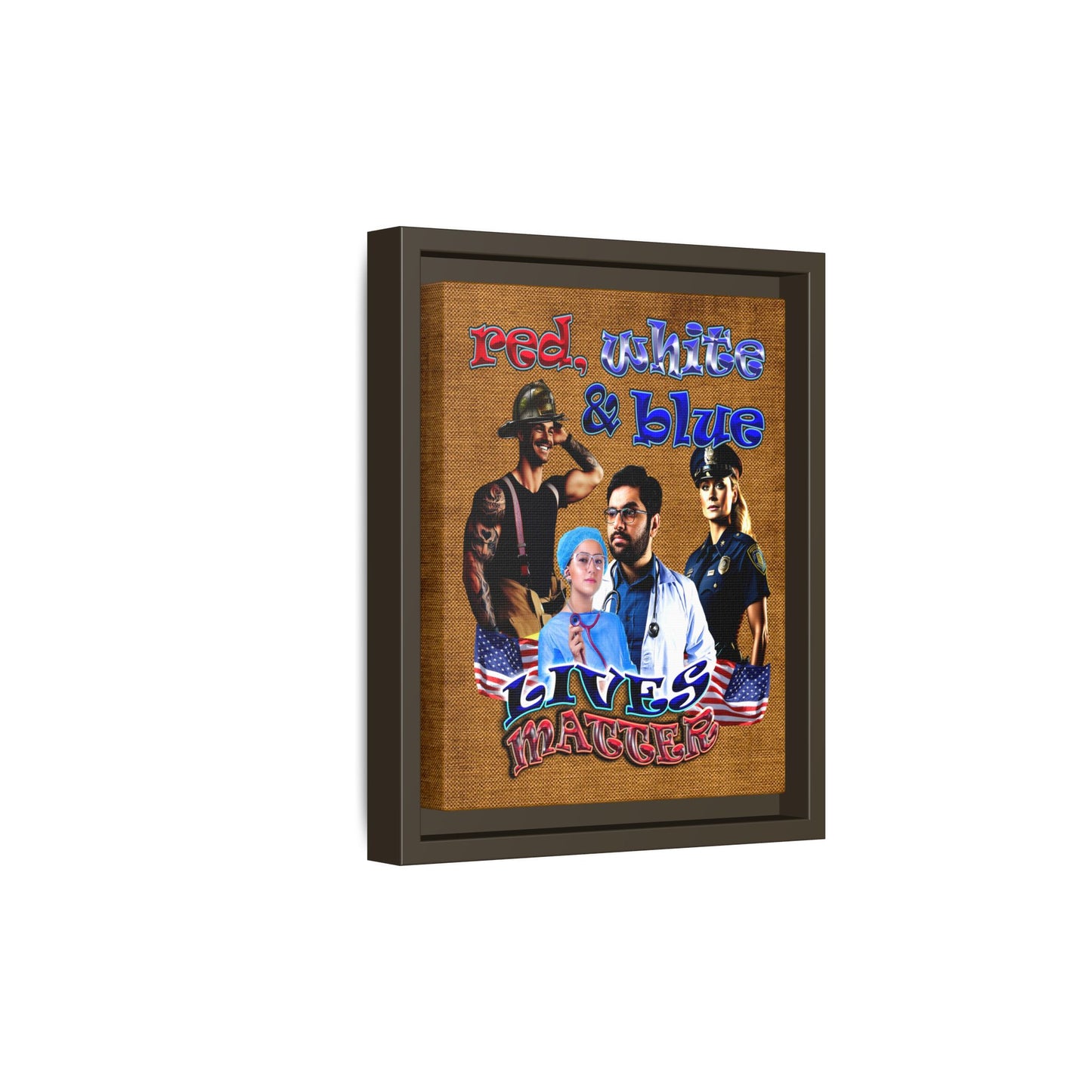 rw&b lives matter - framed canvas art (brown papyrus)