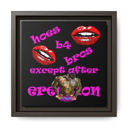hoes b4 bros - framed canvas art (black)