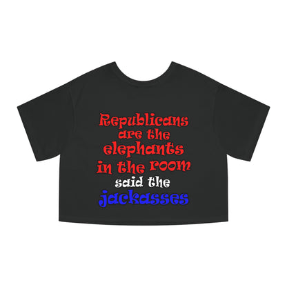 donkeys and elephants - Champion Women's Heritage Cropped T-Shirt