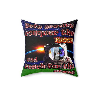 defy conquer reach - Faux Suede Square Pillow - ('snoops' background)