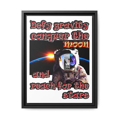 defy conquer reach - framed canvas art (white)