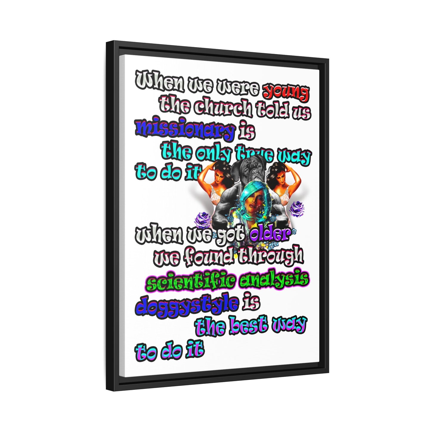 doggystyle - framed canvas art (white)