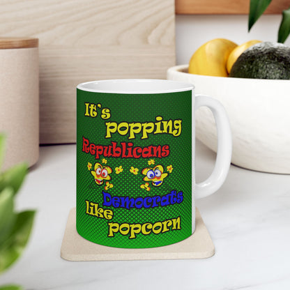 popping like popcorn - White Mug (logo green)