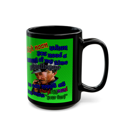 high noon - Black Mug (logo green)