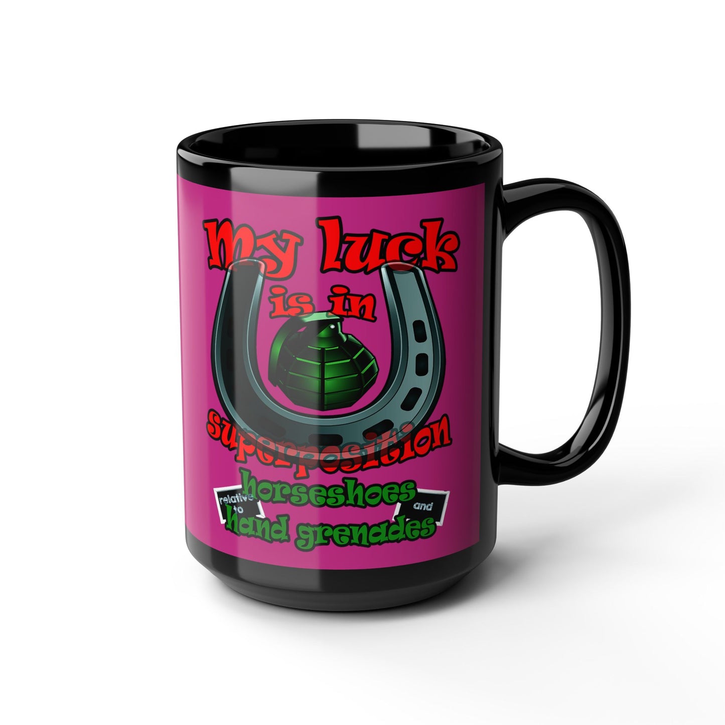 my luck - Black Mug (pink)