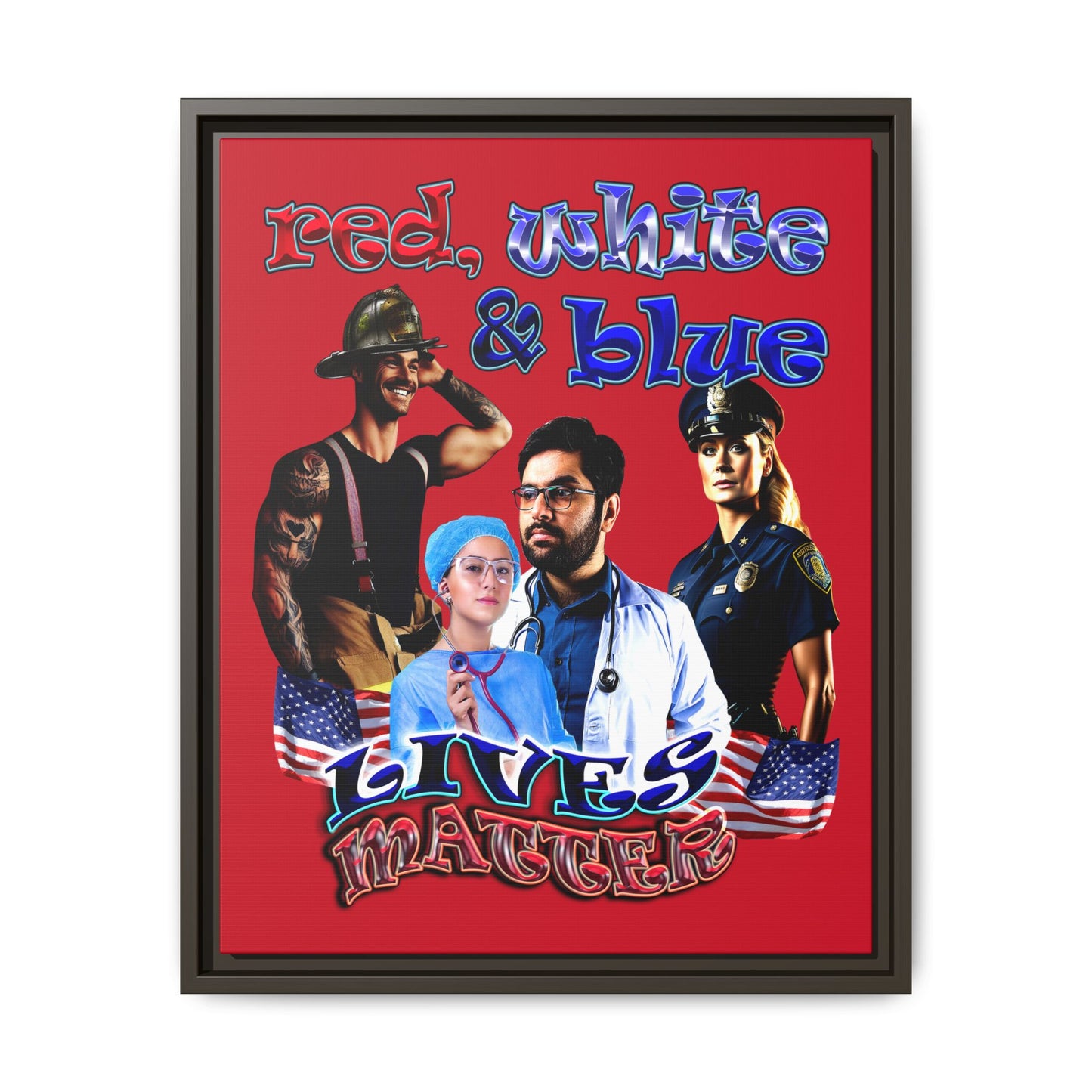 rw&b lives matter - framed canvas art (dark red)
