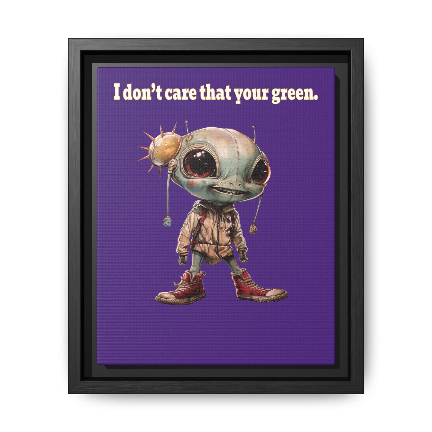 I don't care that your green - framed canvas art (purple)