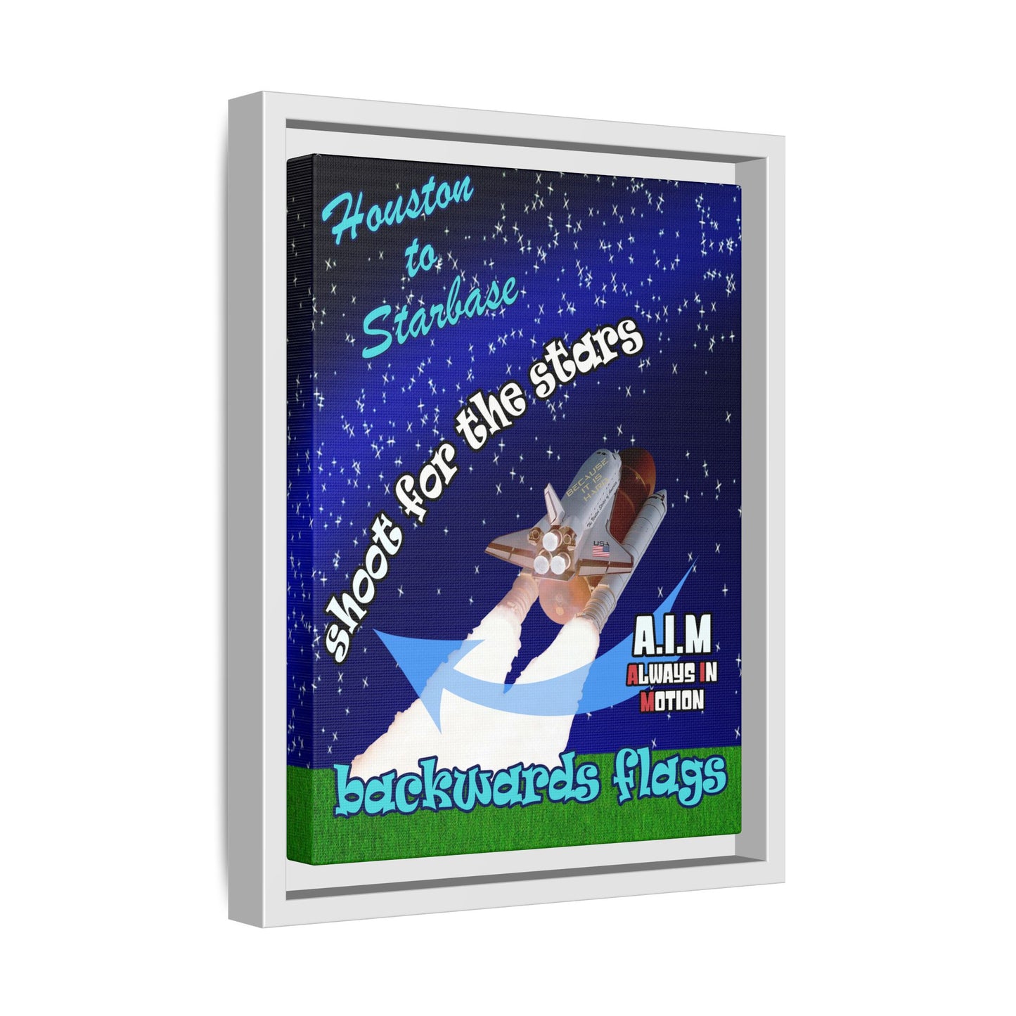 shoot for the stars - framed canvas art ('snoops' background)