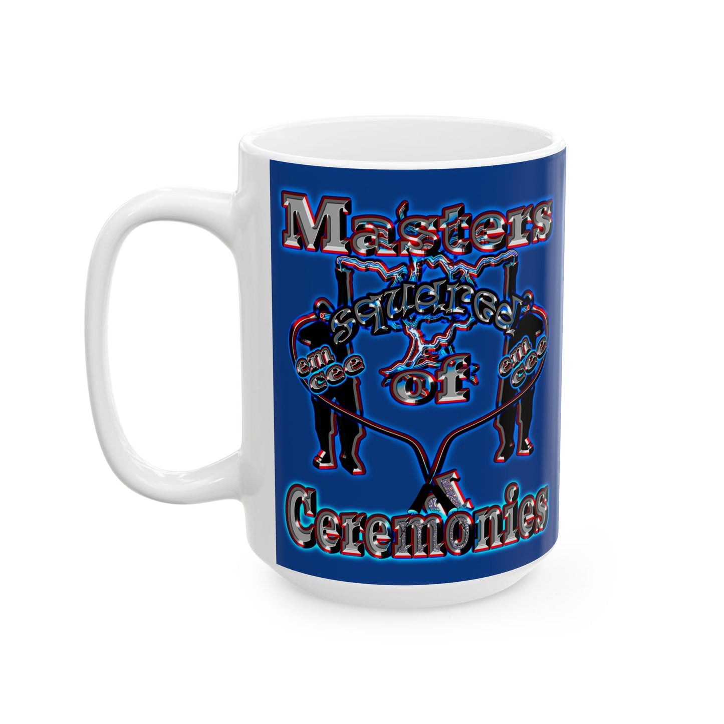 em cee squared - White Mug (dark blue)