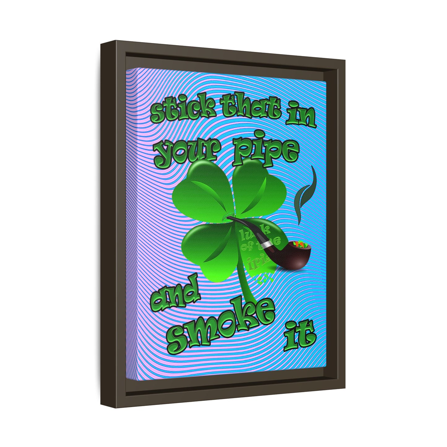 stick that in your pipe and smoke it - framed canvas art (light blue-purple wave)
