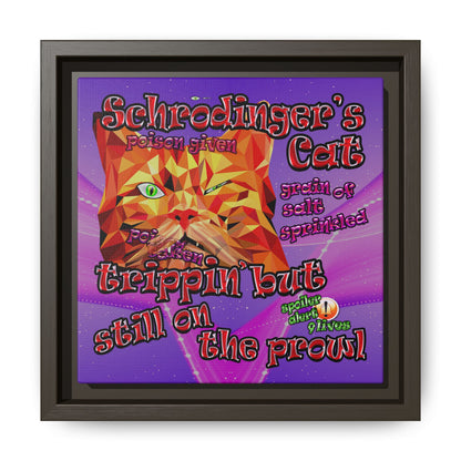 schrodinger's cat - framed canvas art (purple-pink wave)