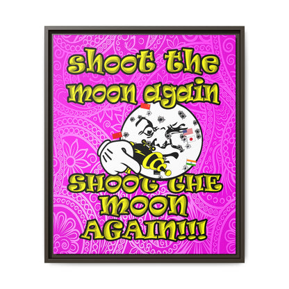 shoot the moon again - framed canvas art (pink swirl)
