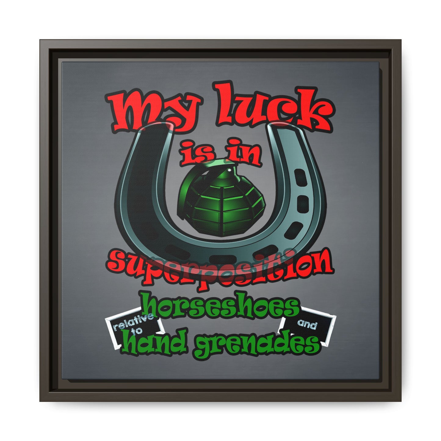 my luck - framed canvas art (grey-light grey)