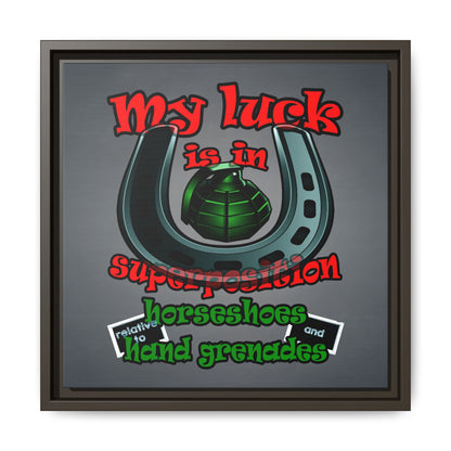 my luck - framed canvas art (grey-light grey)