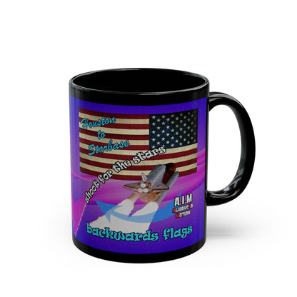 shoot for the stars - Black Mug (purple-pink wave)