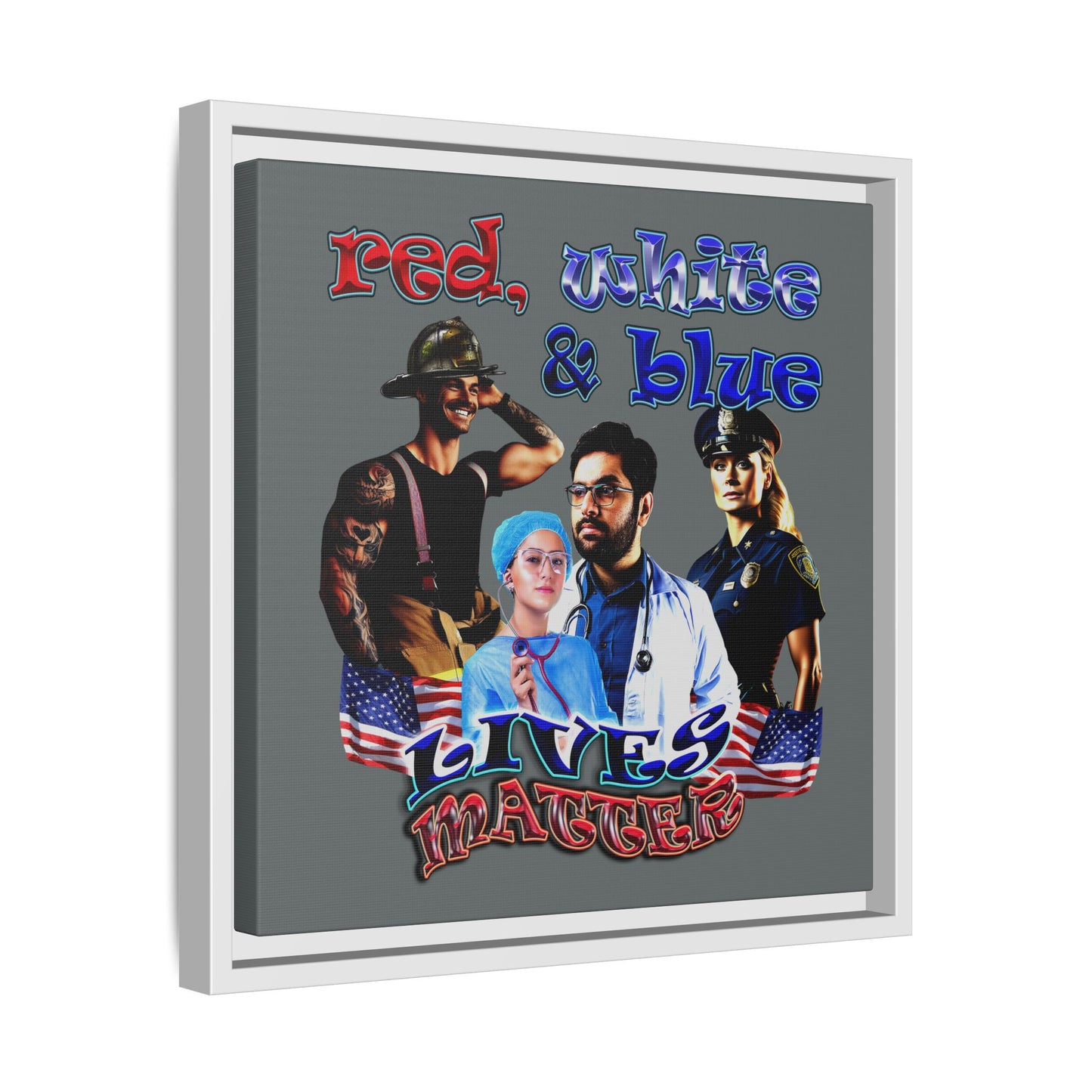 rw&b lives matter - framed canvas art (dark grey)