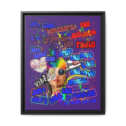 drop the beat - framed canvas art (purple)