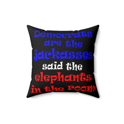 donkeys and elephants - Faux Suede Square Pillow - (black)