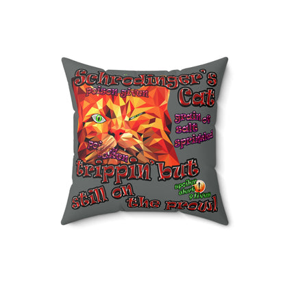 schrodinger's cat - Faux Suede Square Pillow - (dark grey)