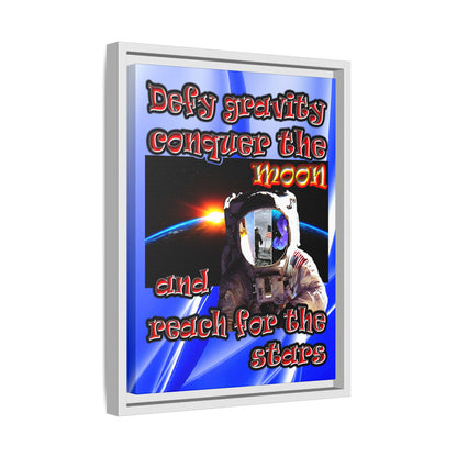 defy conquer reach - framed canvas art (blue-white wave)