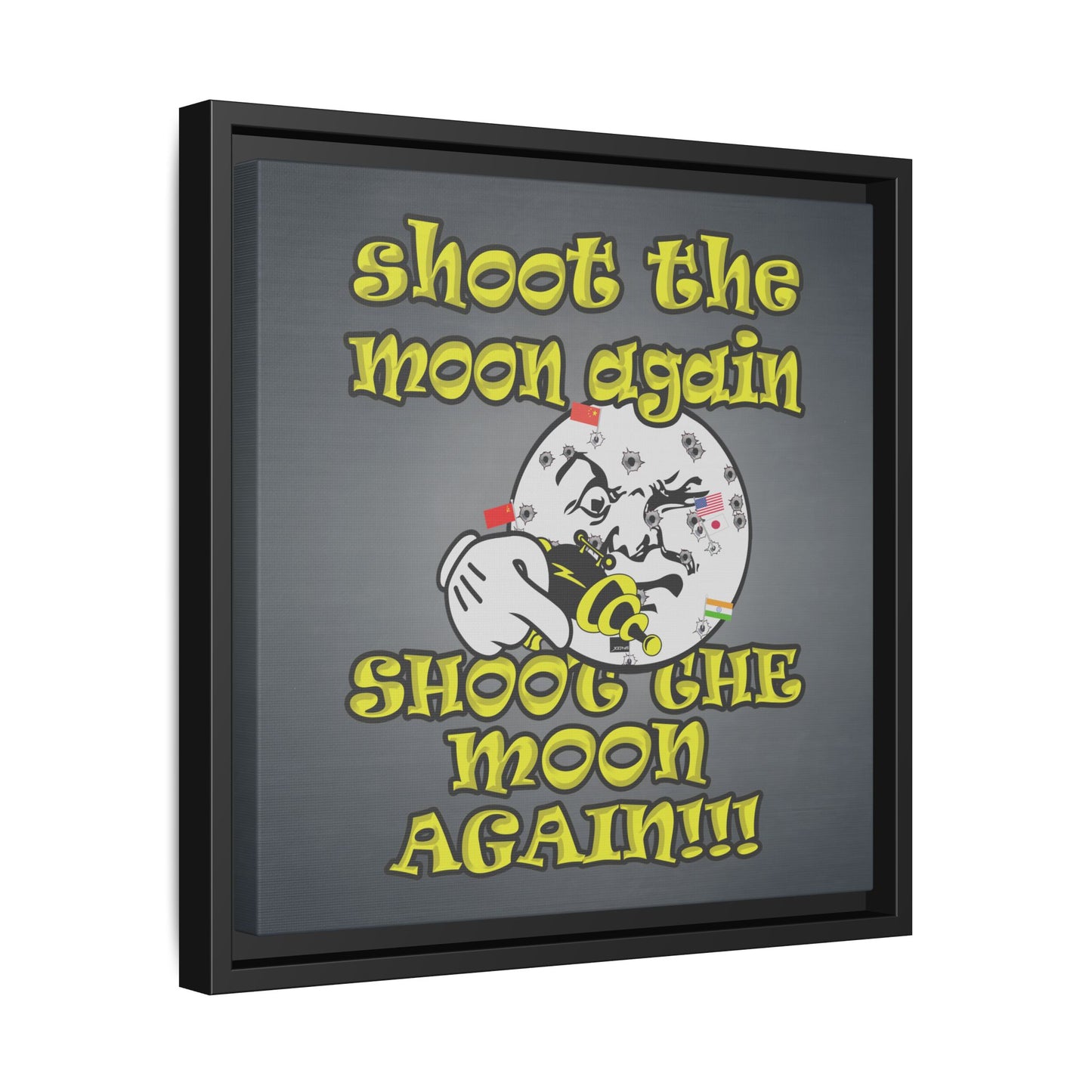 shoot the moon again - framed canvas art (grey-light grey)