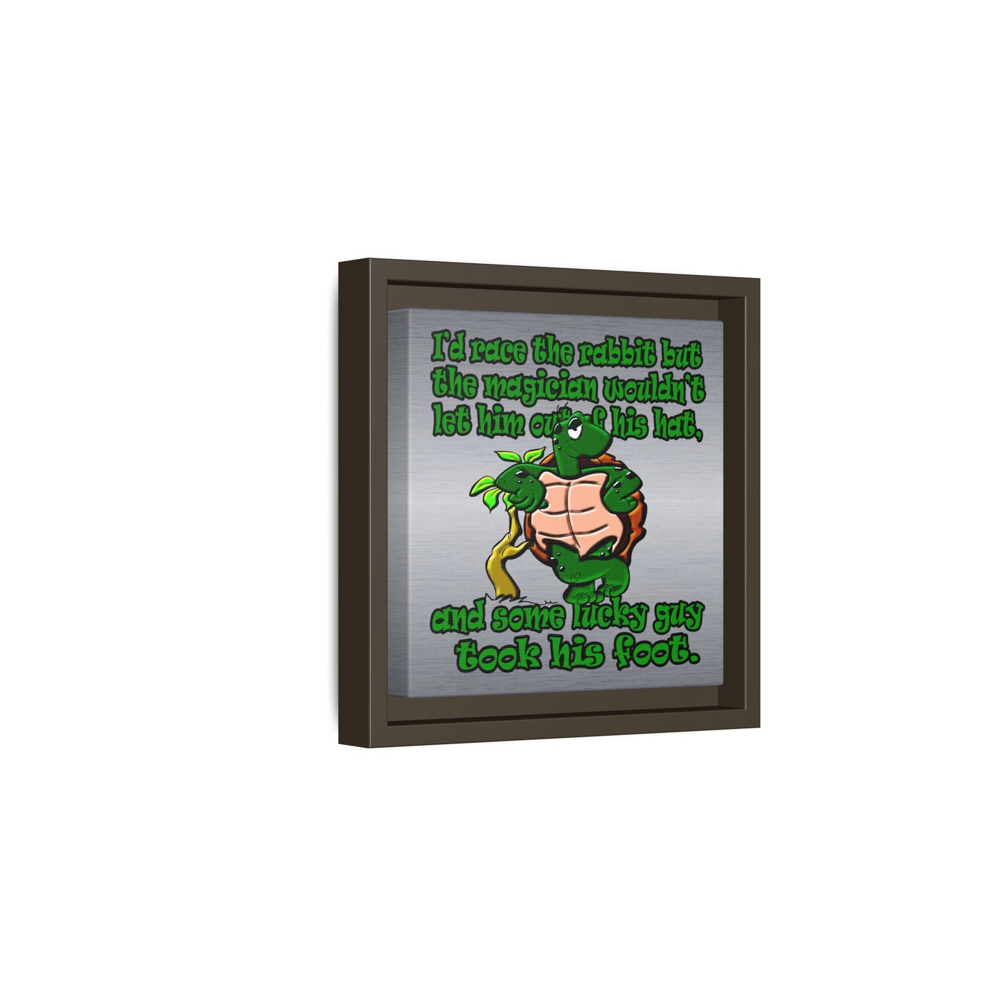 turtle race - framed canvas art (brushed nickel)