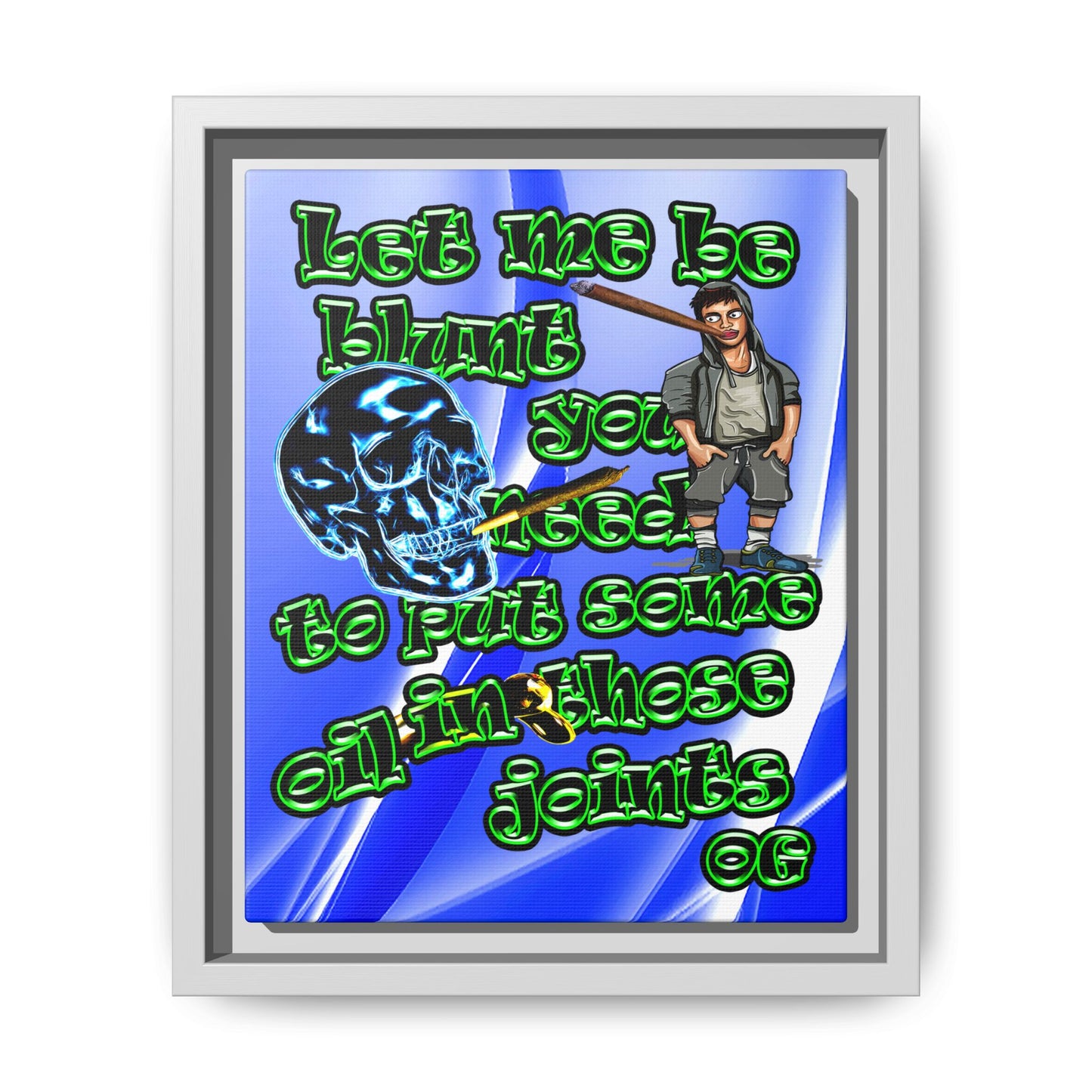 og - framed canvas art (blue-white wave)