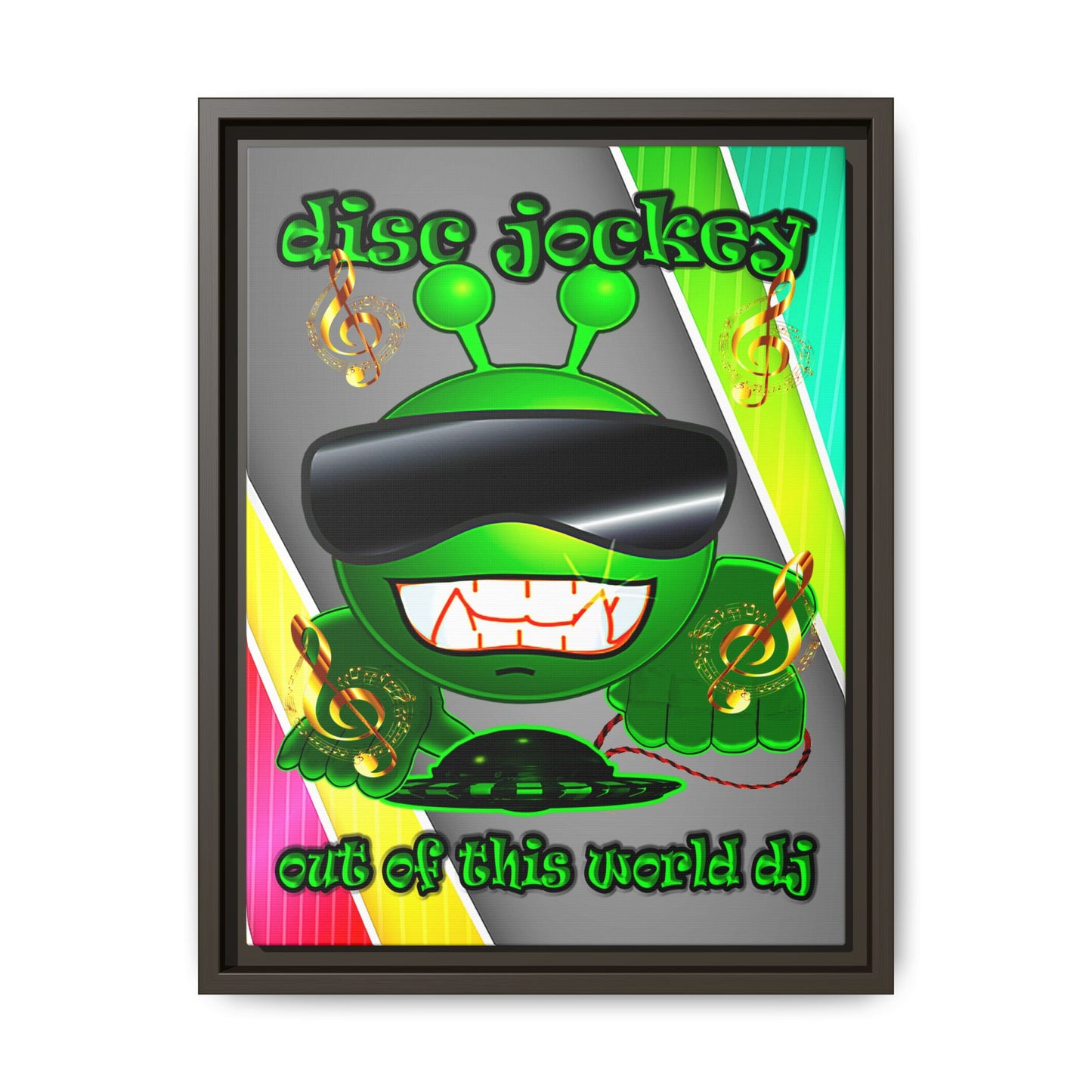 disc jockey - framed canvas art (rainbow split)