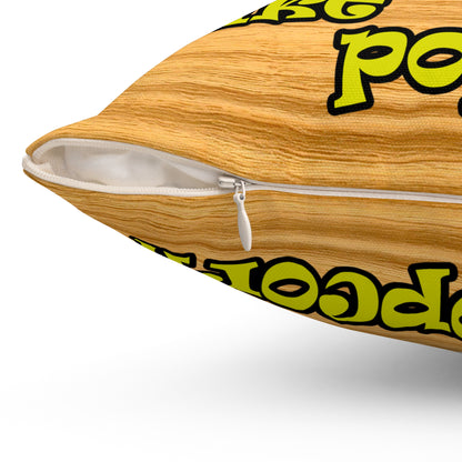 popping like popcorn - Spun Polyester Square Pillow - (butterscotch wood finish)