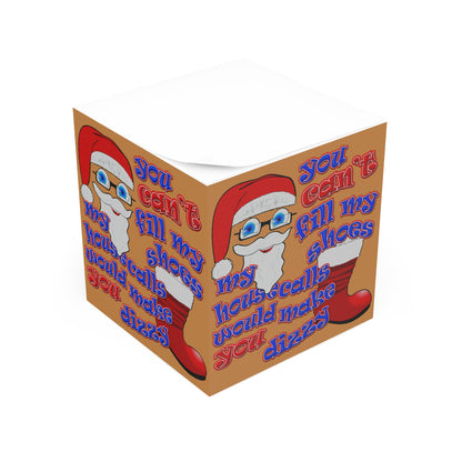 santa's shoes - note cube (light brown)