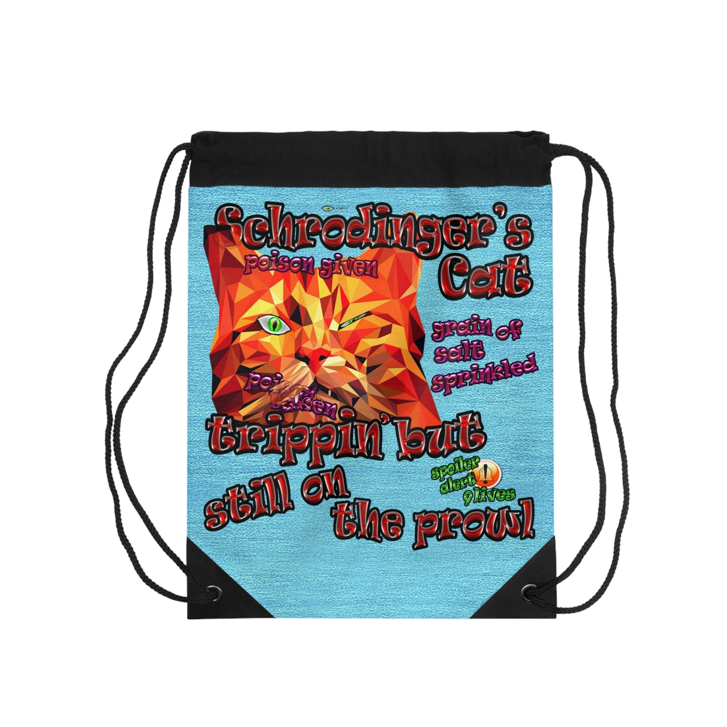 schrodinger's cat - Drawstring Bag (faded blue)