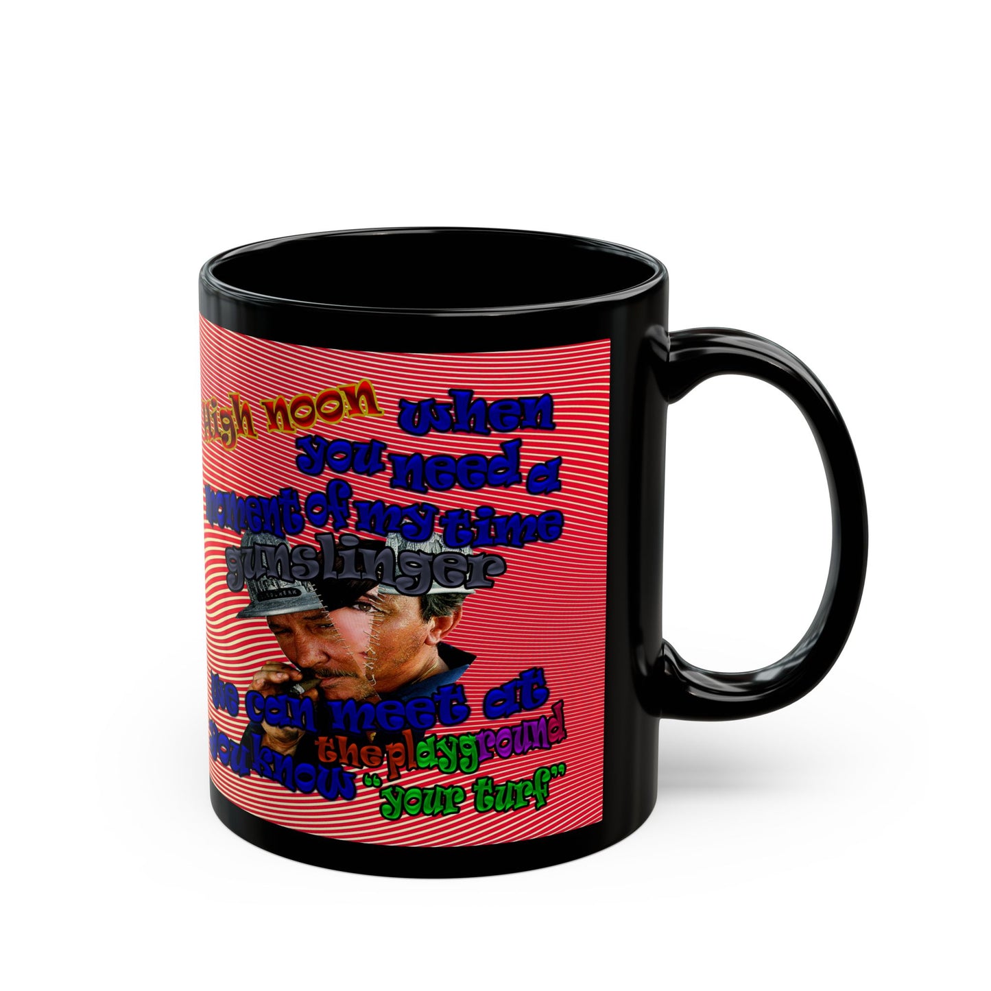 high noon - Black Mug (yellow-orange wave)
