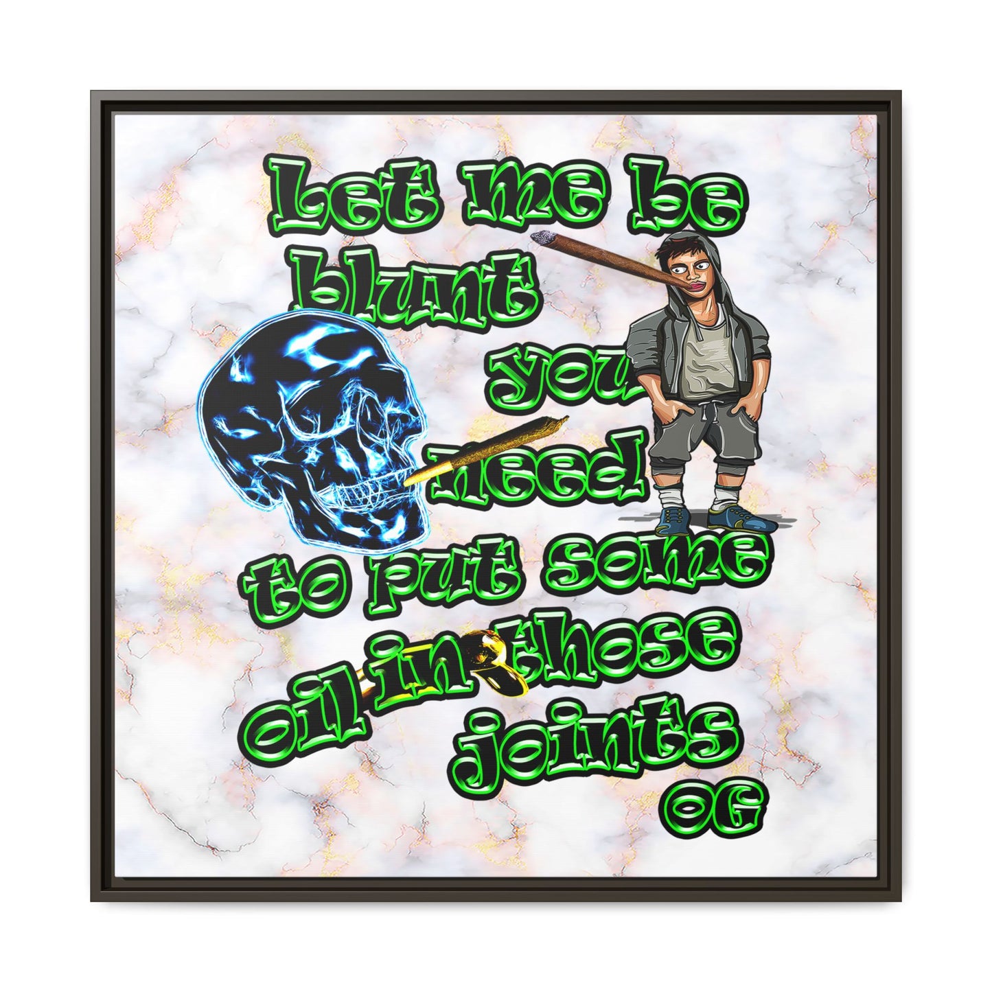 og - framed canvas art (white marble)