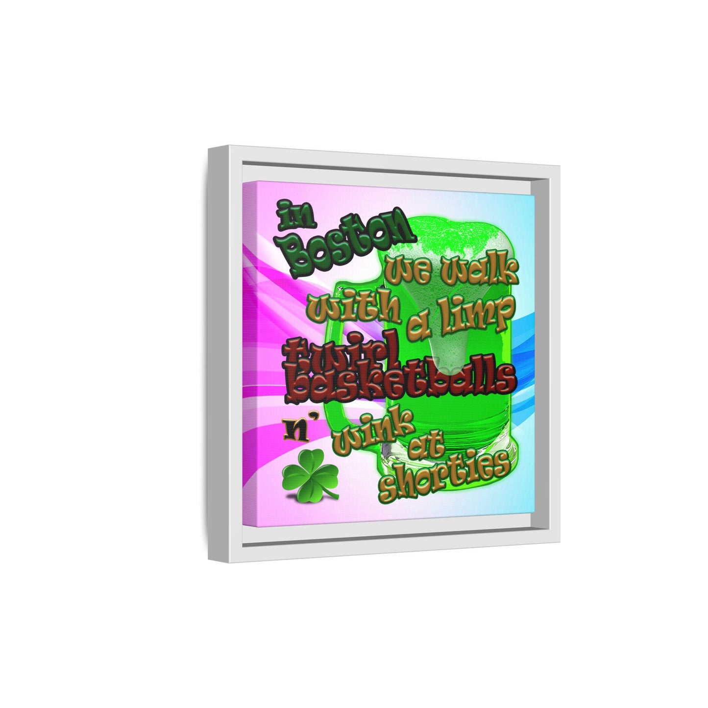 celtics logo - framed canvas art (light blue-pink wave)