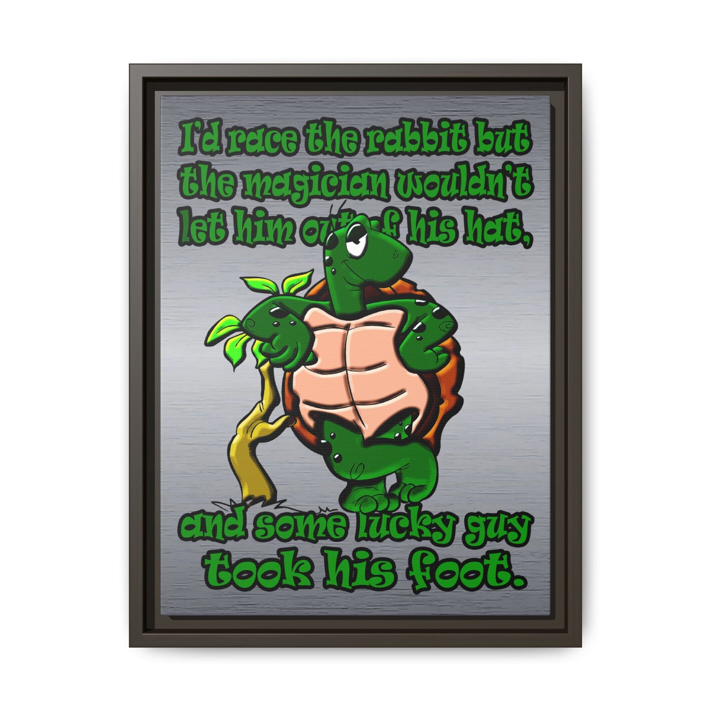 turtle race - framed canvas art (brushed nickel)